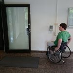 View of the opened door showing the moving space for wheelchair users